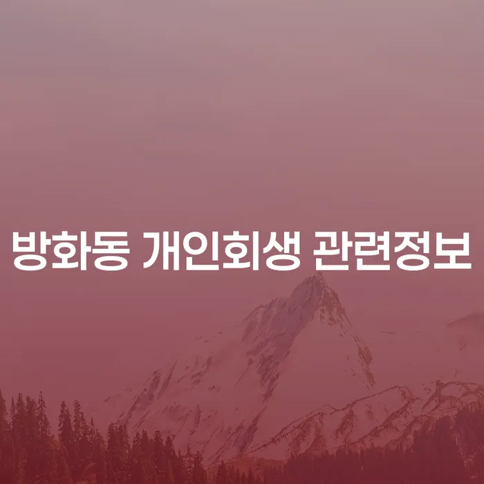 방화동 개인회생 관련정보