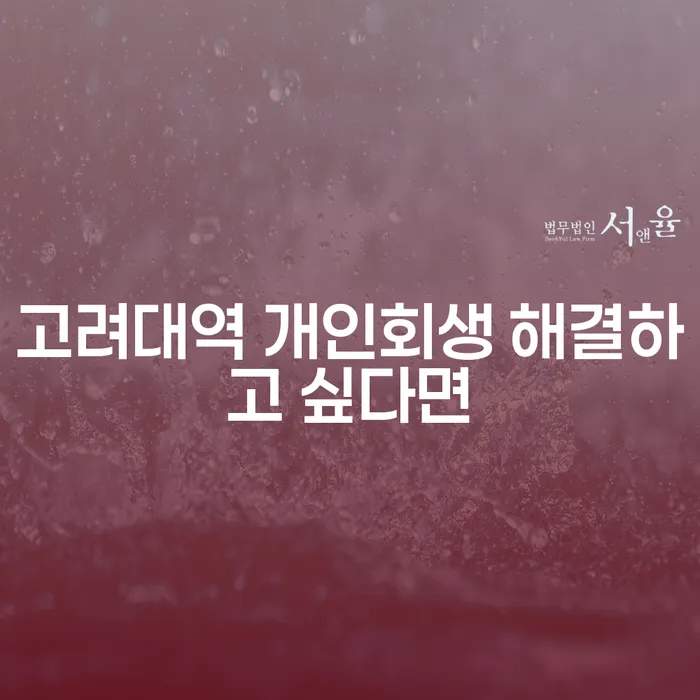 고려대역 개인회생 해결하고 싶다면