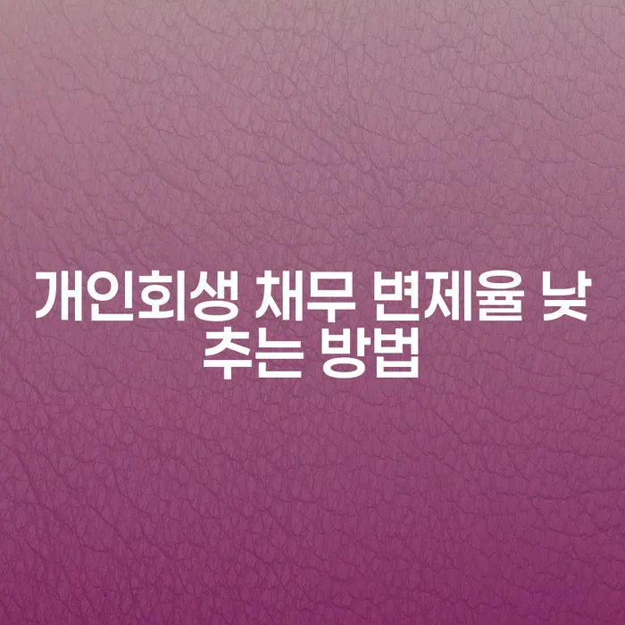 개인회생 채무 변제율을 낮추는 방법은 무엇일까요?