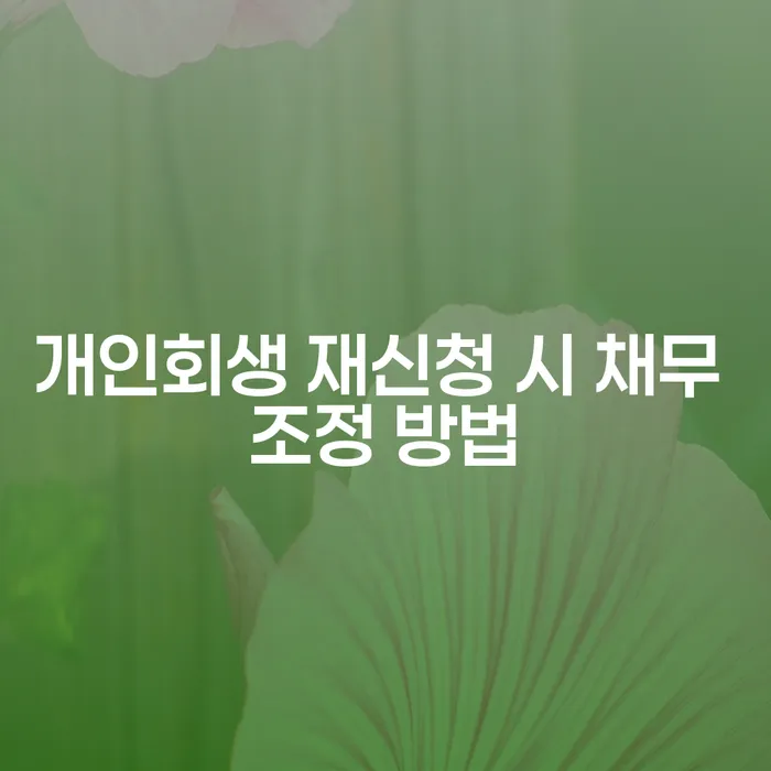 개인회생 재신청 시 채무 조정 방법, 어떻게 해야 할까요?