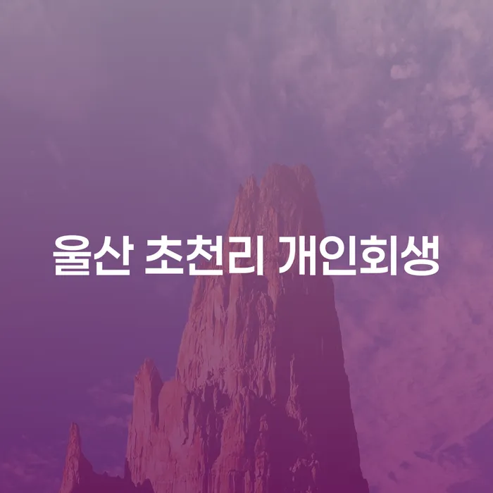 울산 초천리 개인회생, 당신의 경제적 부담을 줄이는 방법은?